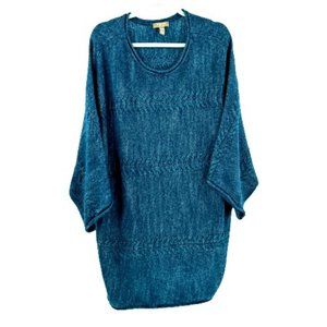 Natural D&Co Long Relaxed Fit Sweater Knit Popover Blue Speckle Women's 2X Plus